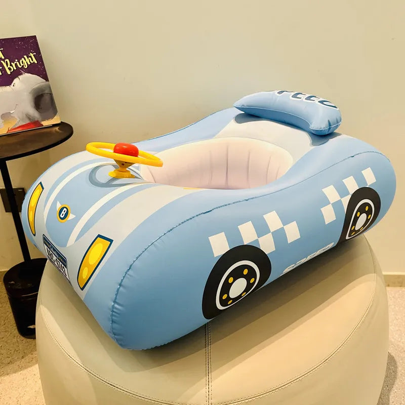 “Bouée Voiture Bébé avec Pare-Soleil – Sécurité et Fun dans l’Eau !”