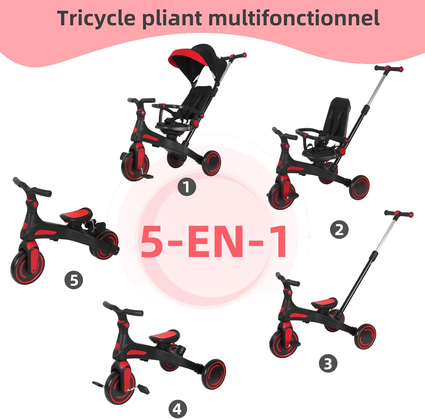 SPINSTEP 5En 1 Tricycle Bébé Évolutif