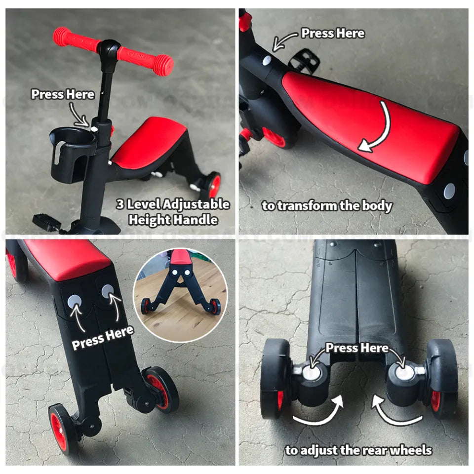 🛴 Trottinette – Vélo – Tricycle 3 en 1 | Pour Enfants de 3 à 8 Ans | Mixte – GARCON / FILLIE