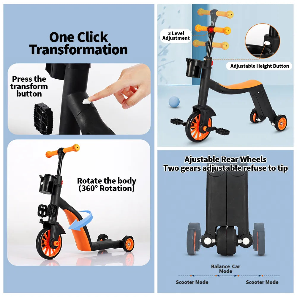 🛴 Trottinette – Vélo – Tricycle 3 en 1 | Pour Enfants de 3 à 8 Ans | Mixte – GARCON / FILLIE