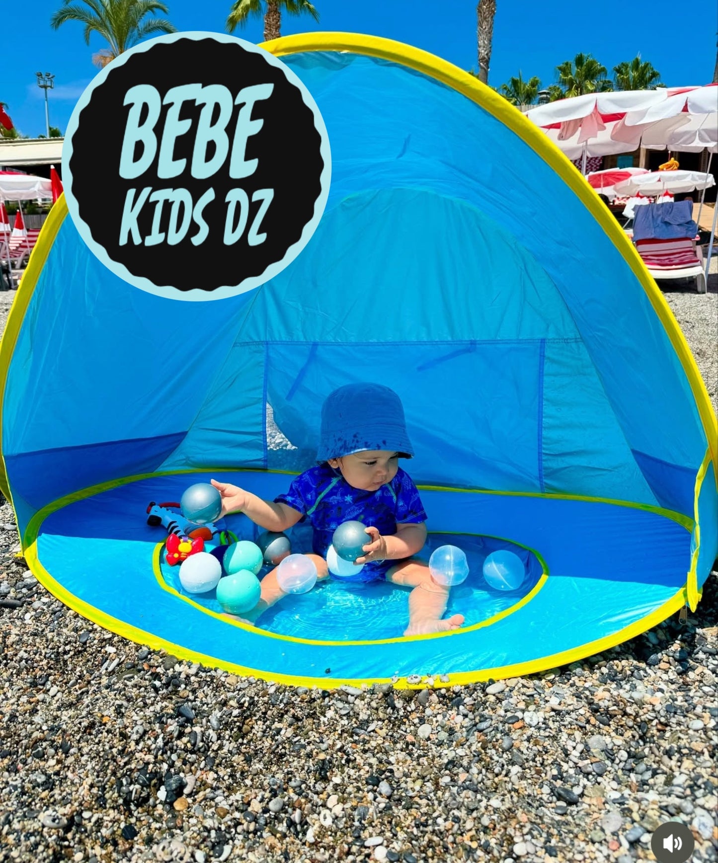 TENTE DE PLAGE ANTI UV AVEC PISCINE INTÉGRÉE