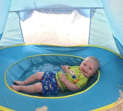 TENTE DE PLAGE ANTI UV AVEC PISCINE INTÉGRÉE