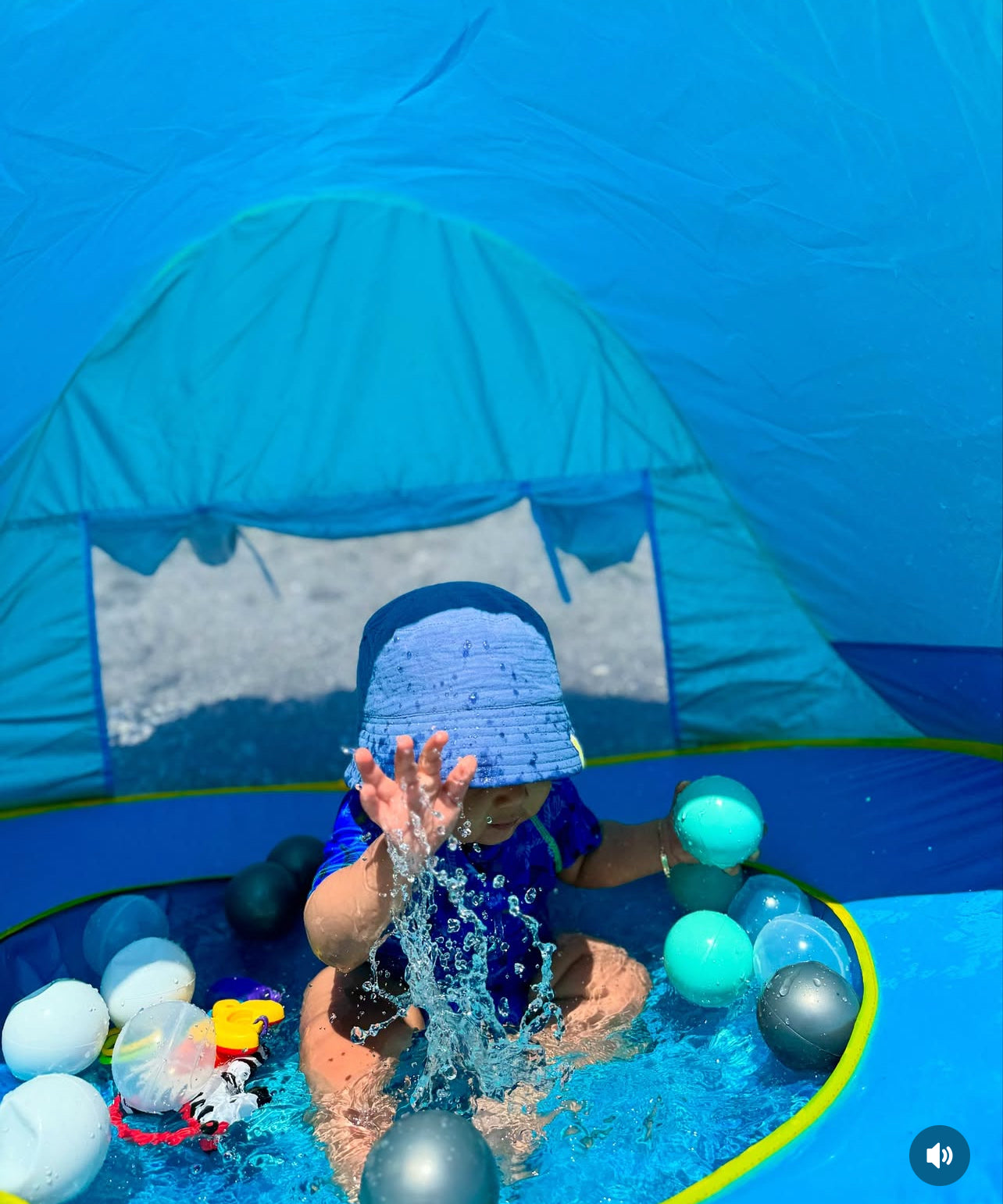 TENTE DE PLAGE ANTI UV AVEC PISCINE INTÉGRÉE