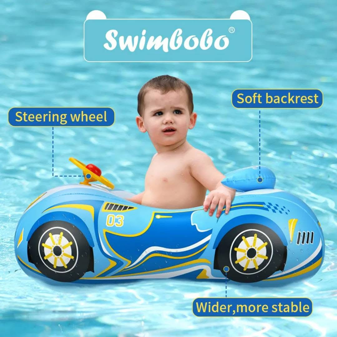 “Bouée Voiture Bébé avec Pare-Soleil – Sécurité et Fun dans l’Eau !”