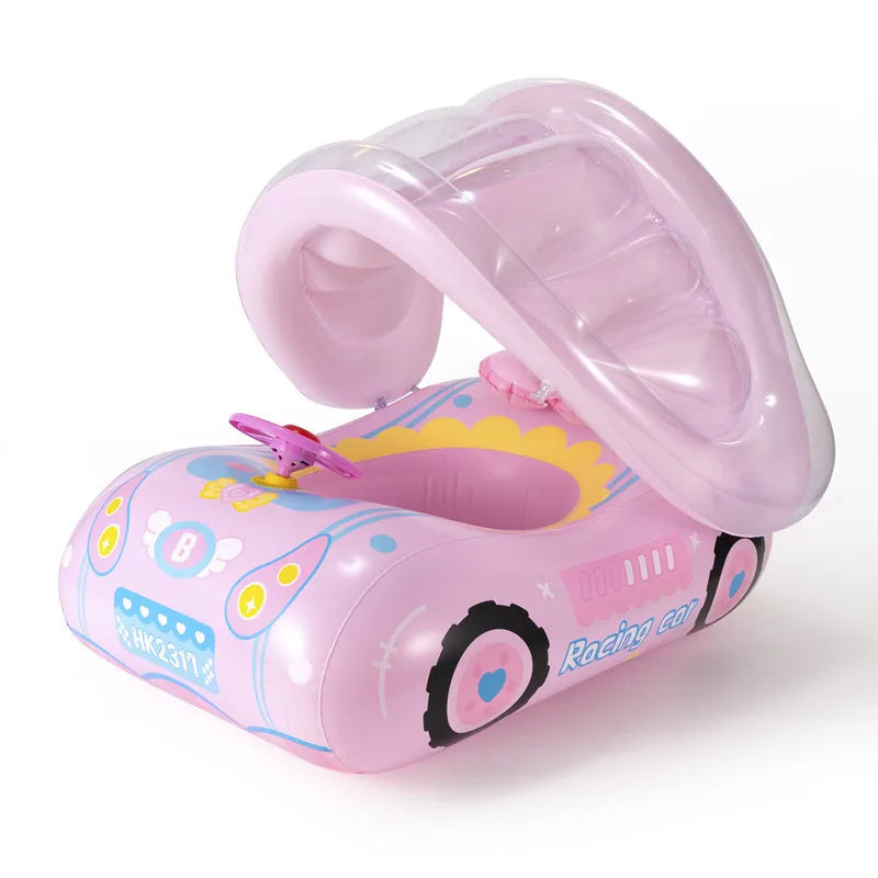“Bouée Voiture Bébé avec Pare-Soleil – Sécurité et Fun dans l’Eau !”