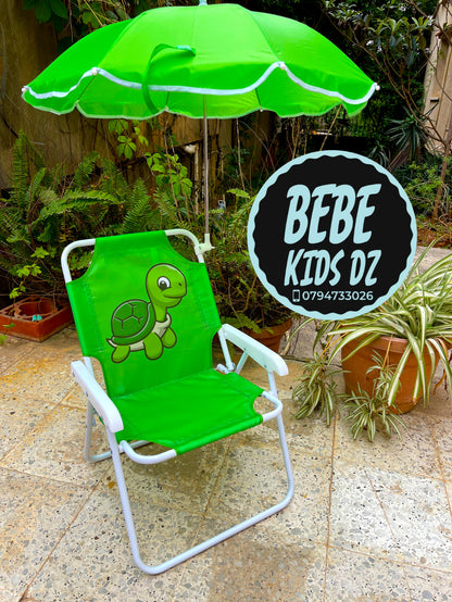 🌞 Chaise Pliante avec Parasol pour Enfant  كرسي أطفال قابل للطي مع مظلة شمسية🏖️
