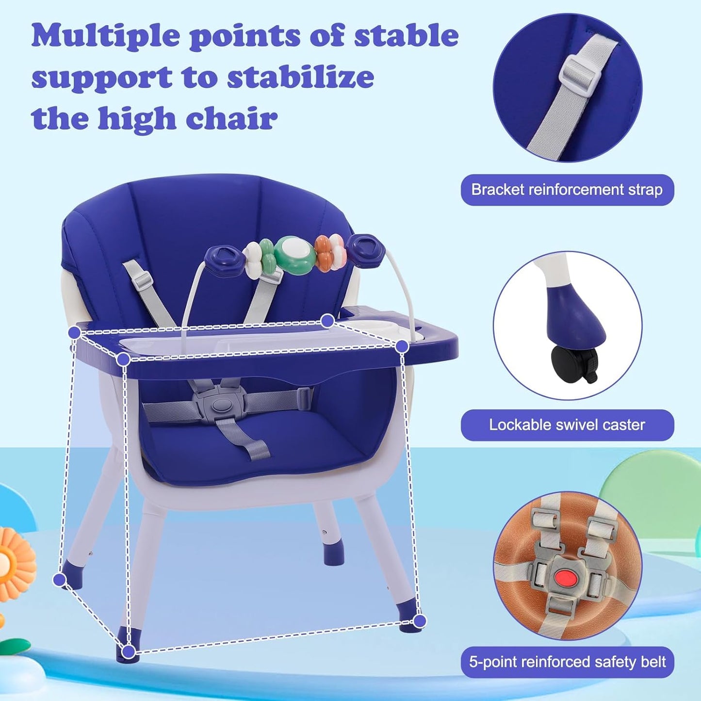 Chaise haute pour bébé + Table à jouer 5EN1 /  DE 6 A 36 MOIS