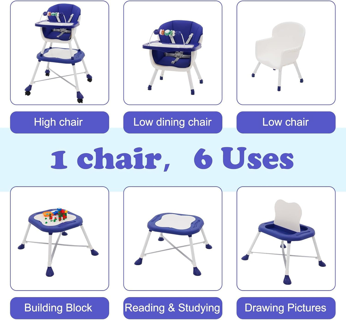 Chaise haute pour bébé + Table à jouer 5EN1 /  DE 6 A 36 MOIS