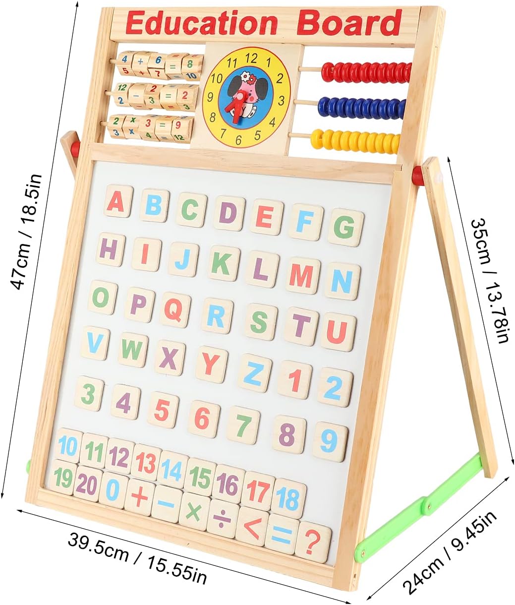 Tableau éducatifs magnétique double face en bois pour enfants