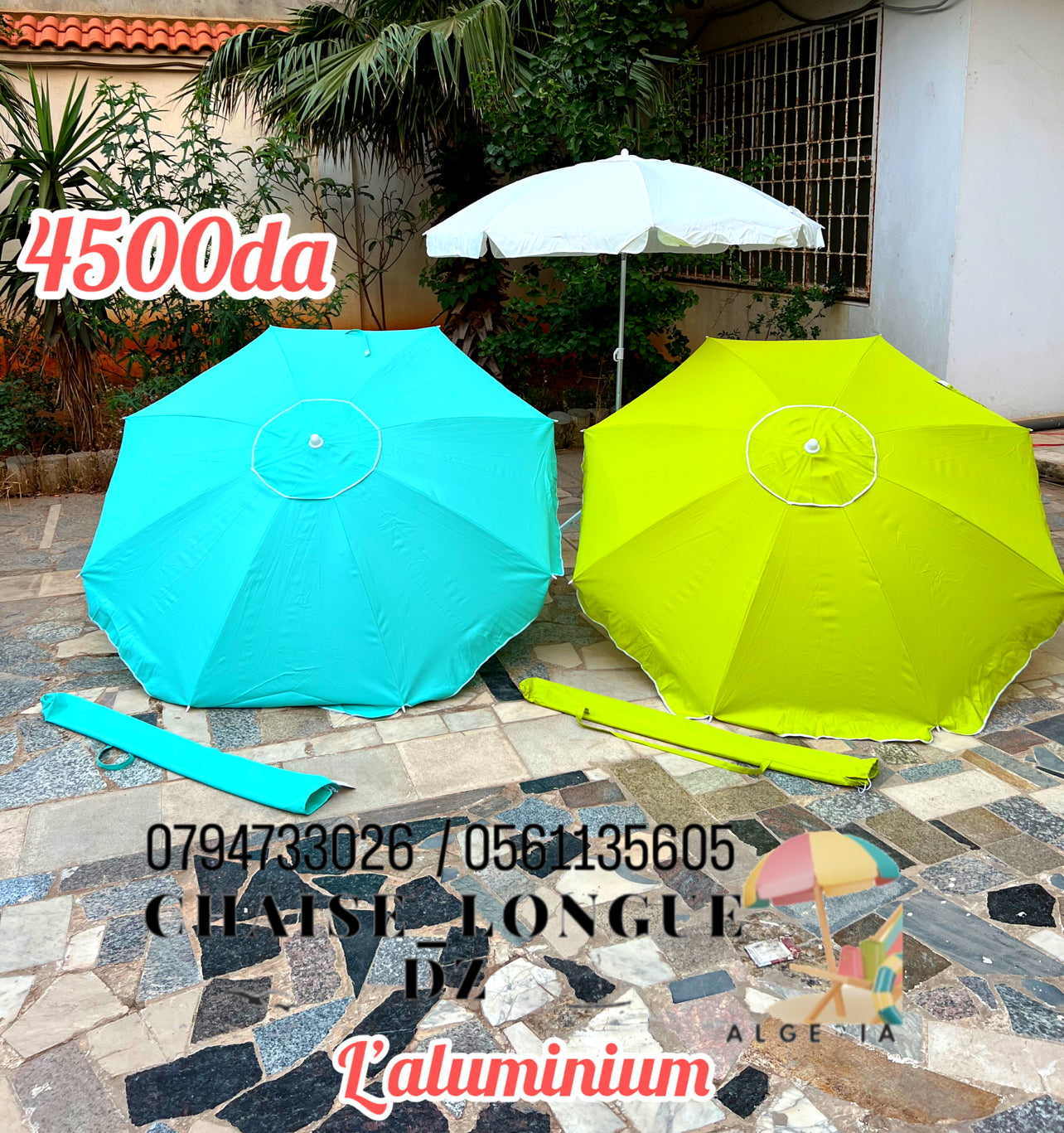 Parasol de plage en aluminium tres solide avec pochette