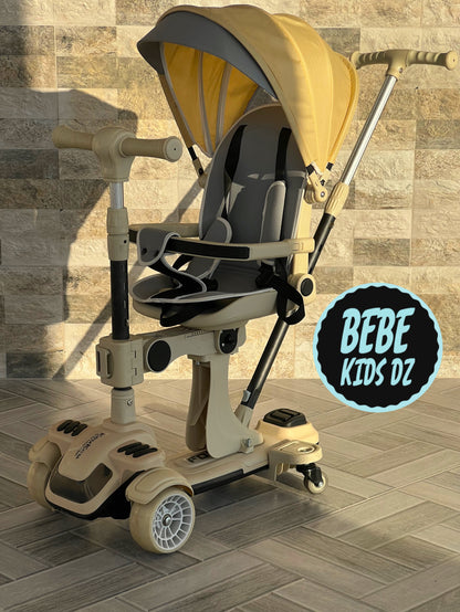 🛴✨ Trottinette Poussette 6-en-1 Multifonction - Pliable, Musicale,lumineuse, Confortable et Sécurisée pour Votre Enfant 🌟