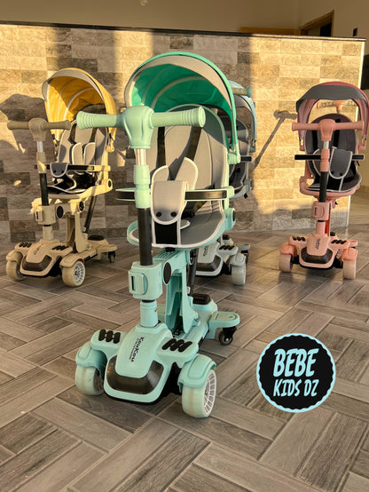 🛴✨ Trottinette Poussette 6-en-1 Multifonction - Pliable, Musicale,lumineuse, Confortable et Sécurisée pour Votre Enfant 🌟