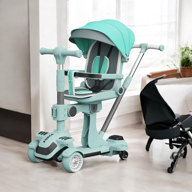 🛴✨ Trottinette Poussette 6-en-1 Multifonction - Pliable, Musicale,lumineuse, Confortable et Sécurisée pour Votre Enfant 🌟