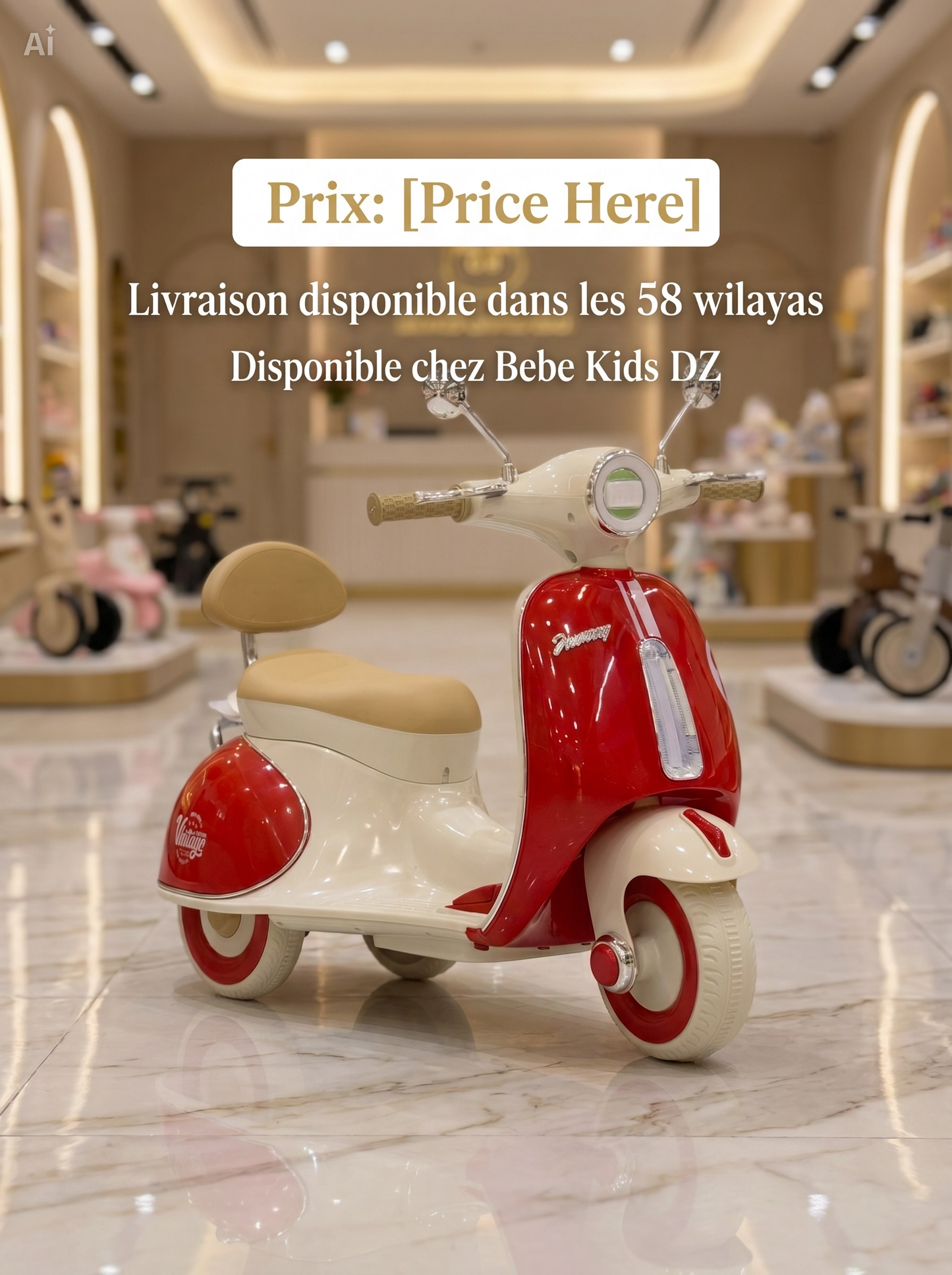 🛵 Moto Électrique Vintage Vespa pour Enfants –دراجة فيسبا كهربائية للأطفال –🛵